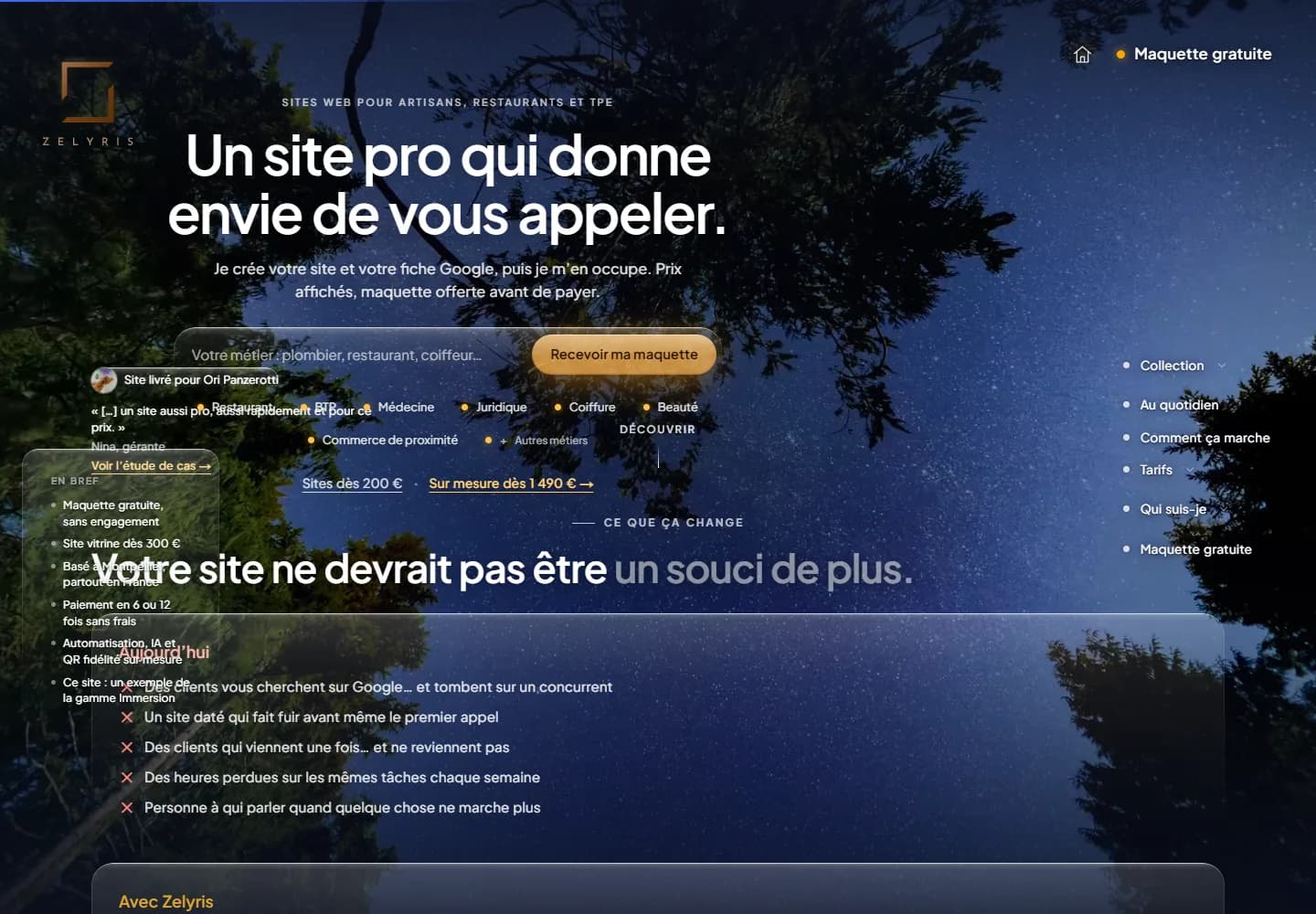 Zelyris agency website — homepage and service presentation